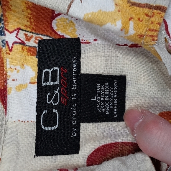 C & B Sport by Croft & Barrow mens short sleeved button down beer shirt - Picture 7 of 12